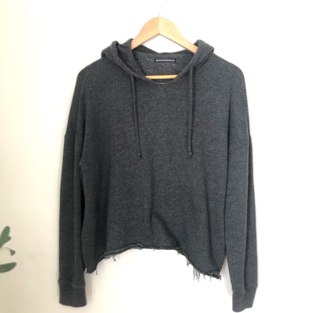 Brandy Melville distressed cropped hoodie